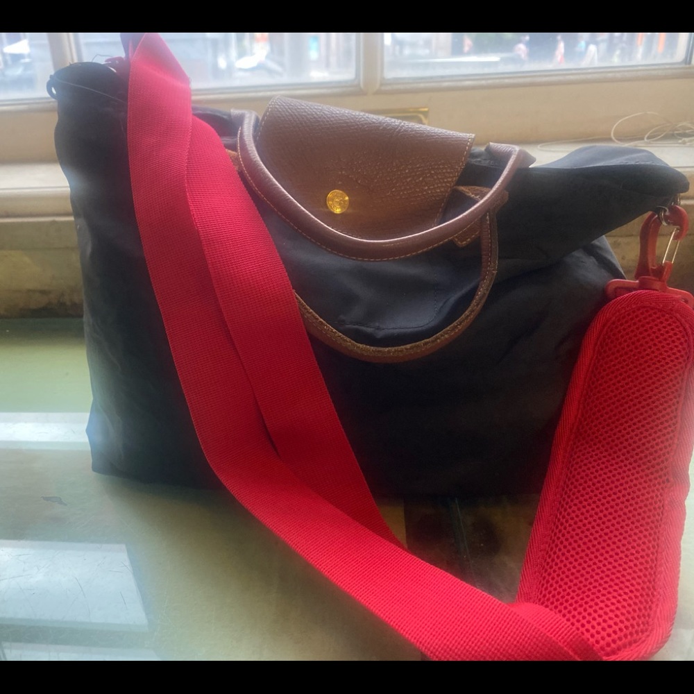 LONGCHAMP UNIQUE 💚ED Le PLIAGE SATCHEL Bag LUX CABAS VNTG w CROSSBODY OPTION GUC - Picture 3 of 12
